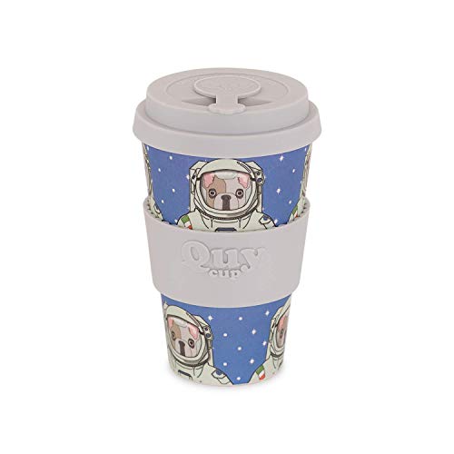 Quy Cup Taza de Café de Bambú -Set de 3. 400ml. Tazas Ecológicas Reutilizables Para Café. Exclusivo Diseño Italiano. Hecho de Fibras Naturales. Libre de BPA