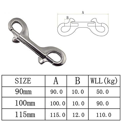 QWSX Perno de Aparejo de Acero Inoxidable 5PCS 316 de 90 mm de Acero Inoxidable Doble composición Gancho for el Salto Correas for Perros Marina Doble Gancho Excelente Resistencia a la oxidación.