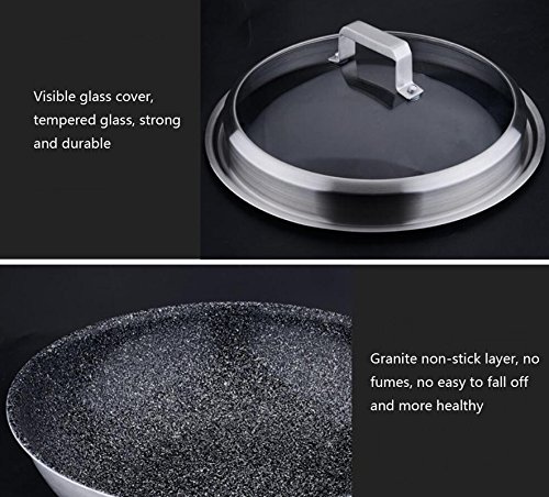 QXX Fry Pan Wok 30 cm de acero inoxidable antiadherente sartén cocina de inducción regalo del día de la madre