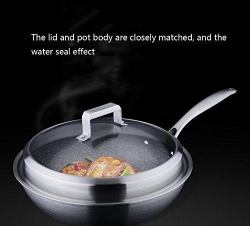 QXX Fry Pan Wok 30 cm de acero inoxidable antiadherente sartén cocina de inducción regalo del día de la madre