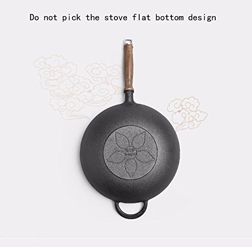 QXX Wok Antiadherente wok Antiadherente wok Hierro fundido no recubierto wok 30 cm de fondo plano wok cocina a gas Regalo del Día de la Madre (color : A)