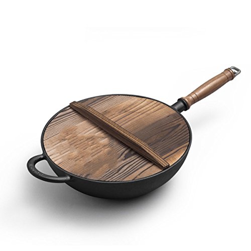 QXX Wok Antiadherente wok Antiadherente wok Hierro fundido no recubierto wok 30 cm de fondo plano wok cocina a gas Regalo del Día de la Madre (color : A)