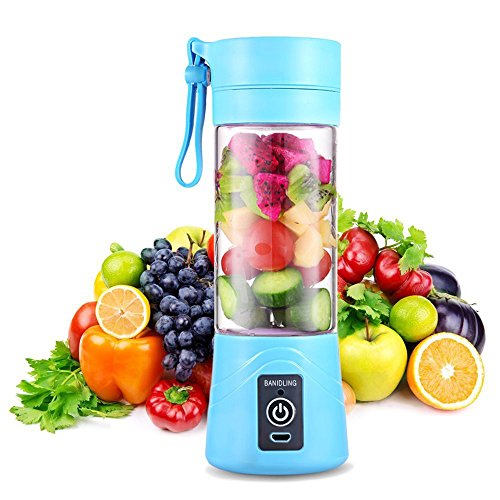 QYC® Mini Batidora Portátil, Licuadora para fruta, Recargable Juice Blender con USB, Centrífuga Licuadora con Contenedor de jugo para Smoothies, Zumos de Fruta y Verdura, Milkshake (Azul)