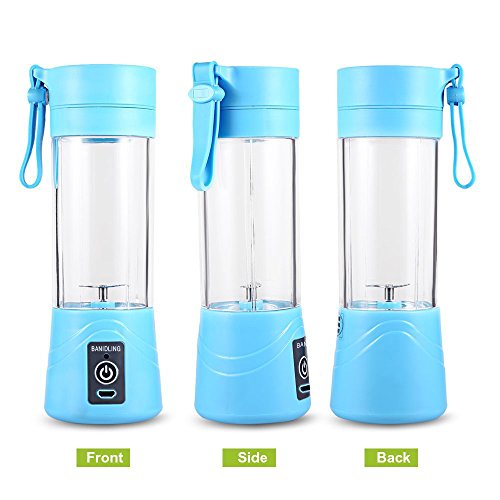 QYC® Mini Batidora Portátil, Licuadora para fruta, Recargable Juice Blender con USB, Centrífuga Licuadora con Contenedor de jugo para Smoothies, Zumos de Fruta y Verdura, Milkshake (Azul)