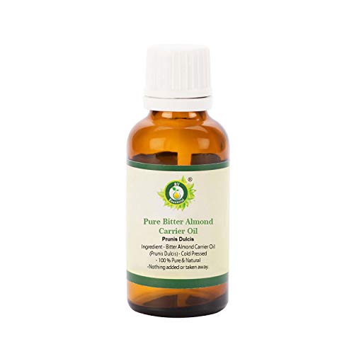 R V Essential Aceite portador almendras amargas puras 30ml (1.01oz)- Prunis Dulcis (100% puro y natural Prensado en frío) Pure Bitter Almond Carrier Oil