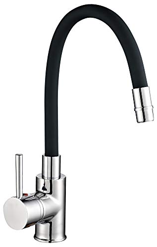 RAF - Grifo Mezclador para Fregadero de Cocina con Caño Flexible (negro)