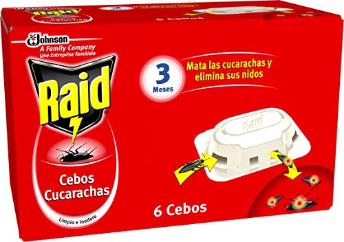 Raid - Trampas cebo contra cucarachas y nidos, elimina cucarachas y huevos, 6 trampas