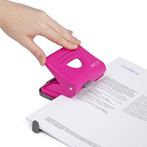 Rapesco 825 - Perforadora metálica de 2 agujeros, 25 hojas capacidad, color rosa intenso