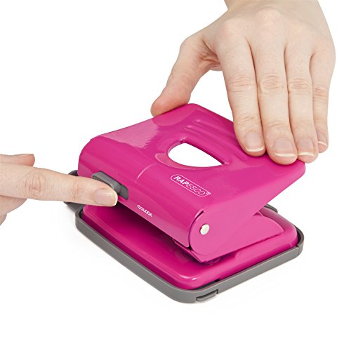 Rapesco 825 - Perforadora metálica de 2 agujeros, 25 hojas capacidad, color rosa intenso