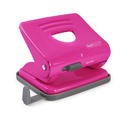 Rapesco 825 - Perforadora metálica de 2 agujeros, 25 hojas capacidad, color rosa intenso