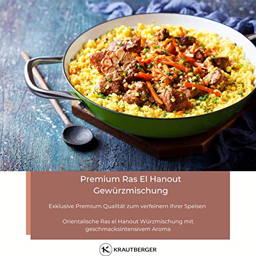 Ras el Hanout Gewürzmischung 250g fein gemahlen inkl gratis Ratgeber I orientalisches Gewürz Pulver mild pikant marokkanische Spezialität für Couscous