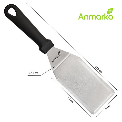 Raspador Espátula Profesional - Juego de plancha de acero inoxidable Pancake espátula y de ideal para parrilla de barbacoa parrilla de cocción y con parte superior plana