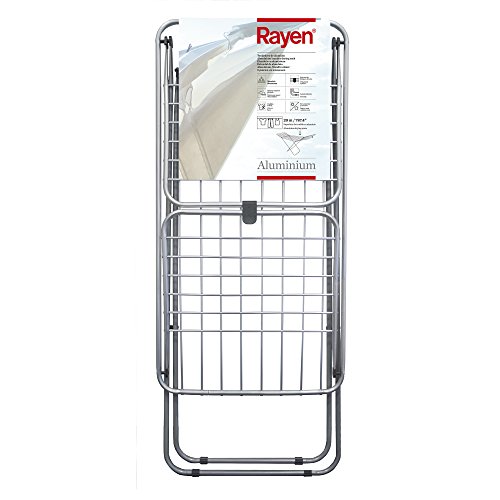 Rayen | Tendedero de aluminio | Con superficie de 20 metros | Sistema de bloque de alas | Tendedero plegable y Antideslizante | Tendedero con varillas XXL | Para interio y exterior | 177 x 55 x 92 cm