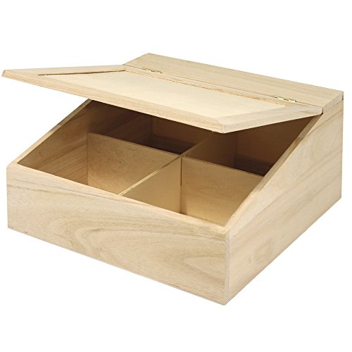 RAYHER - 62409000 - Caja de Madera con Tapa, FSC Mix Credit, 24 x 12 cm, 4 Compartimentos