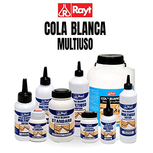 Rayt 036-06 Botellín de cola blanca multiuso rápida para madera, papel, cartón, cerámica y todo tipo de materiales porosos, 250gr