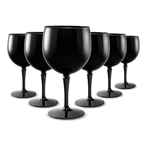 RB Copas Balon Gin Cóctel Negro Plástico Premium Irrompible Reutilizable 40cl, Set de 6