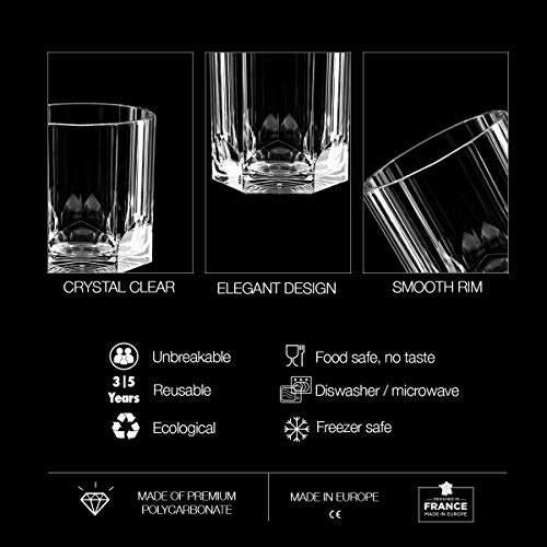 RB Vasos de Whisky Plástico Premium Irrompible Reutilizable 35cl, Set de 6