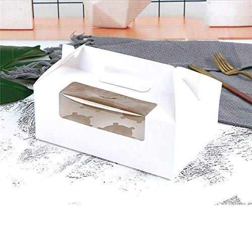 Recipiente Desechable Para Magdalenas, Caja De Tarta De Huevo De Cartón Blanco De 30 Piezas, Caja De Pastelería Portátil, Caja De Mini Pastel De 6 Piezas