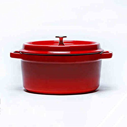 Recipientes para horno Pote Multifuncional Circular Wok Puede ser una Olla estofada roja cazuela Cacerolas (Size : 24CM3.8L)