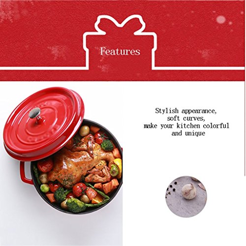 Recipientes para horno Pote Multifuncional Circular Wok Puede ser una Olla estofada roja cazuela Cacerolas (Size : 24CM3.8L)