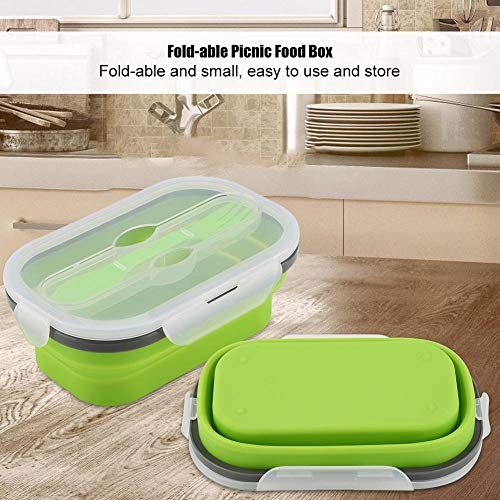 recipientes Silicona, Calidad alimentaria Plegable Caja hermética récipients Alimentos almacenaje Comida casa Trabajo Camping Viaje 19.5 x 12.2 x 6 cm