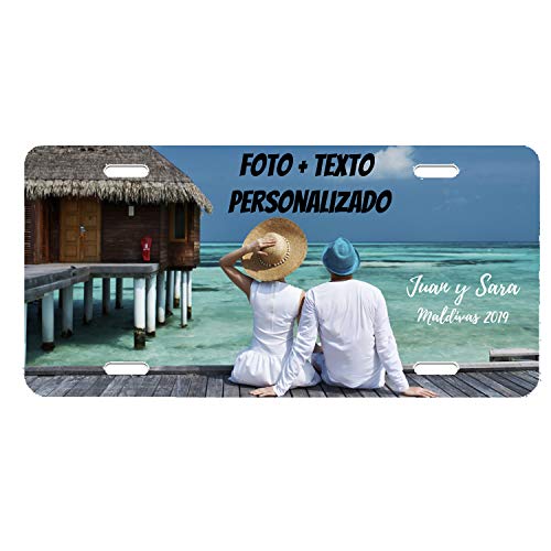 RecontraMago Matriculas Decorativas Personalizadas - Placas Decorativas Personalizada con tu Foto Nombre y Texto Que Quieras - 30.6 x 15.4 cm High dpi Impresión -