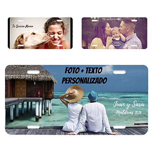 RecontraMago Matriculas Decorativas Personalizadas - Placas Decorativas Personalizada con tu Foto Nombre y Texto Que Quieras - 30.6 x 15.4 cm High dpi Impresión -