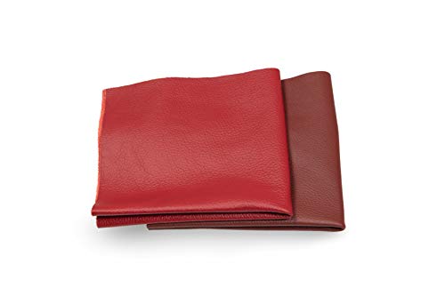 Recortes de cuero - restos de cuero rojo, restos de cuero, tamaños grandes, alta calidad, ideal para bolsos, zapatos, reparaciones, decoraciones, manualidades, 1 kg, tamaño A1