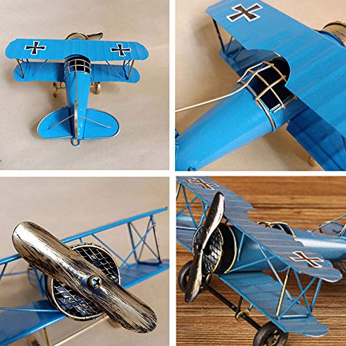 ReFaXi Decoración de avión Creativa Plancha Modelo de avión de Hierro Decoración Retro Forjado Artesanal Plano (Azul)