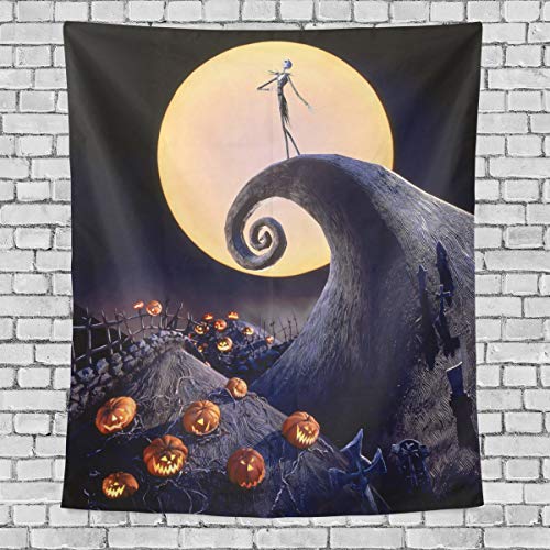 REFFW para Sala de Estar Dormitorio Colgante de Pared Tapiz Grande Calabaza Noche de Halloween Luna decoración del hogar Tapiz de Pared 60x51 Pulgadas decoración de Arte