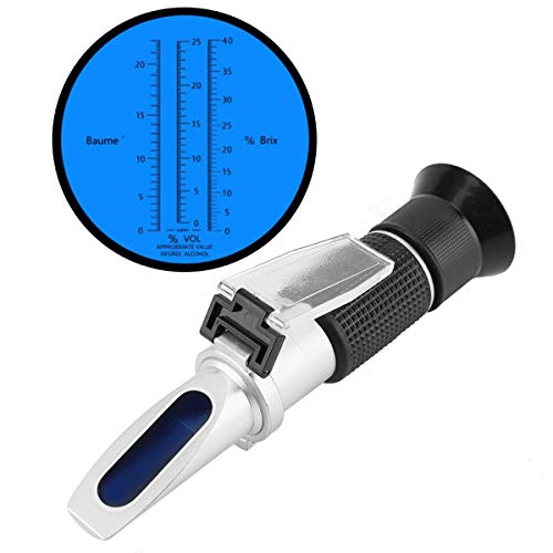 Refractómetros Alcohol Uva y Vino 3 en 1 Medidor Portátil Digital Medidor Mano Tres Escalas 0-25% Vol 0-40% Brix 0-22 Baume Medidor Azúcar Mano