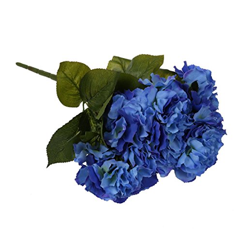 REFURBISHHOUSE Ramo de 5 Cabezas de Flor de Hortensia Artificial para Decoracion de Boda Jardin Fiesta de Color Azul Oscuro