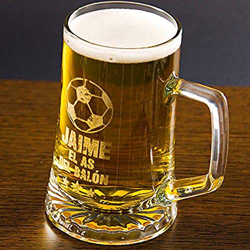 Regalo Divertido para Hombre: Jarra de Cerveza El as del balón Personalizada, un Regalo para Amantes de la Cerveza y el fútbol