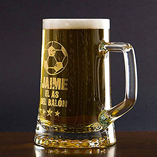 Regalo Divertido para Hombre: Jarra de Cerveza El as del balón Personalizada, un Regalo para Amantes de la Cerveza y el fútbol