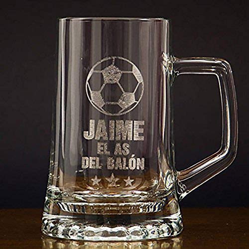 Regalo Divertido para Hombre: Jarra de Cerveza El as del balón Personalizada, un Regalo para Amantes de la Cerveza y el fútbol