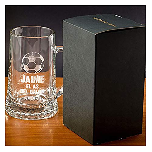 Regalo Divertido para Hombre: Jarra de Cerveza El as del balón Personalizada, un Regalo para Amantes de la Cerveza y el fútbol