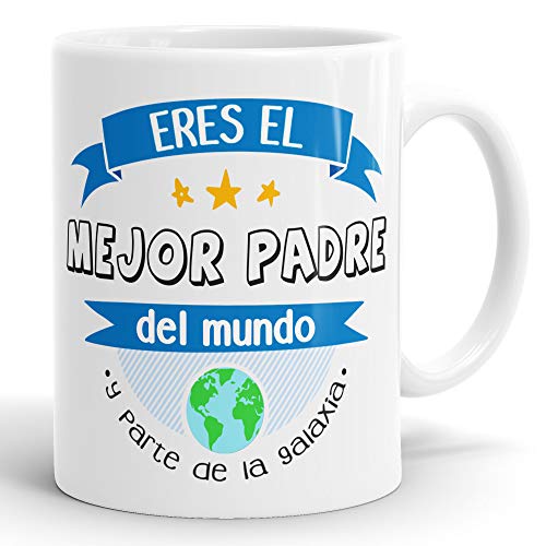 REGALOS ESTRELLA AZUL Taza día del Padre Regalo para Papa, Papa te Quiero, al Mejor papá del Mundo, Regalos Padres, Regalos día del Padre, te Quiero Papa, Taza con Frases (Mejor Padre del Mundo)