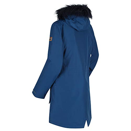 Regatta Serleena - Chaqueta parka con capucha de piel sintética con aislamiento térmico y impermeable, Mujer, Chaquetas Aislamiento Impermeable, RWP283 B5616L, Ópalo azul., 44