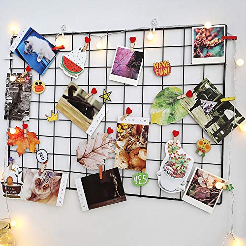 Rejilla de Hierro Foto Decoración de la Pared, Estante Decorativo de Hierro, Ins cuadrícula Panel, multifunción Estantería Grid Wall,Decoración Pared,Tablero Memo 40cm x 40cm