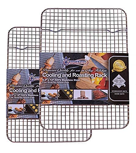 Rejilla Para Enfriar y Hornear de Acero Inoxidable, Parrilla Para Horno Para La Mayoría de Bandejas de Horno - Bandeja Para Galletas y Bizcochos, Utensilios de Repostería - 21,6 X 30,5 CM (2 PACK)