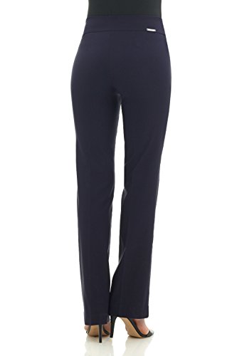 Rekucci Pantalon Bootcut Siempre Comodo de Mujer (14,Azul Marino)