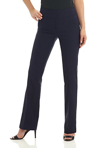 Rekucci Pantalon Bootcut Siempre Comodo de Mujer (14,Azul Marino)