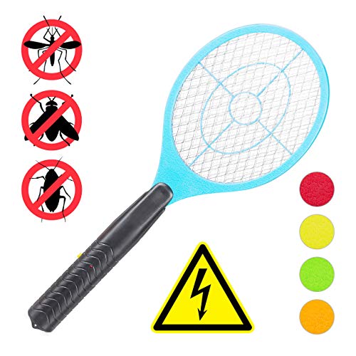 Relaxdays elektrische Fliegenklatsche, ohne chemische Stoffe, gegen Fliegen, Mücken & Moskitos, Fly Swatter, Hellblau Raqueta Matamoscas Eléctrica A Pilas para Moscas y Mosquitos, Azul, 47 cm