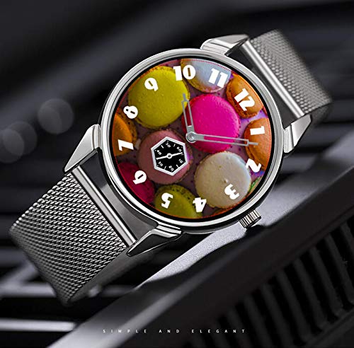 Reloj de pulsera para hombre de acero inoxidable, color plateado, resistente al agua, de marca superior para hombre, reloj de pulsera multicolor, horneado, postre