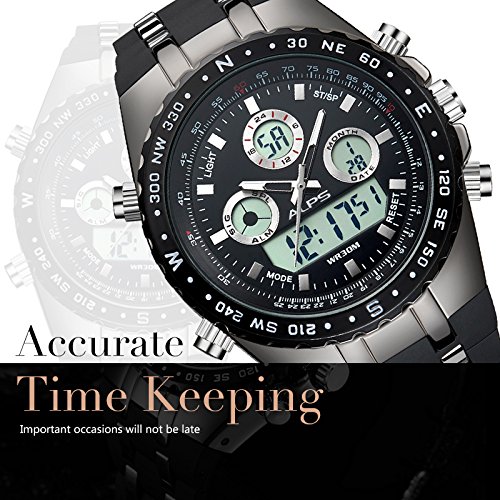 Reloj deportivo de diario para hombre Alps resistente al agua, de moda al aire libre, reloj uso múltiple militar, pantalla analógica digital electrónica con luz de fondo.