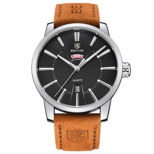 Relojes De Hombre, Calendario De Moda Impermeable Cinturón De Acero Fabricante De Venta Directa Cinturón Negro de caparazón Blanco