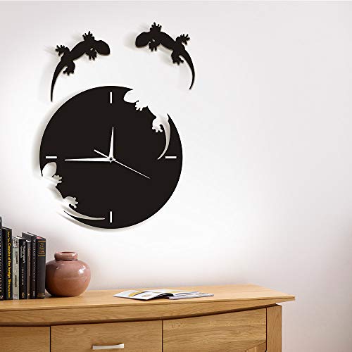 Relojes de pared Arte de pared abstracto Salamandra Gecko Lagarto Silueta Reptil Diseñado El barrido silencioso no significa nada de eso Molestar molesto Oficina Decoración para el hogar Regalo