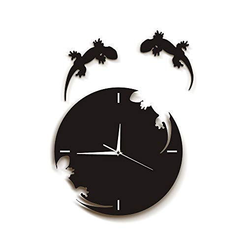 Relojes de pared Arte de pared abstracto Salamandra Gecko Lagarto Silueta Reptil Diseñado El barrido silencioso no significa nada de eso Molestar molesto Oficina Decoración para el hogar Regalo