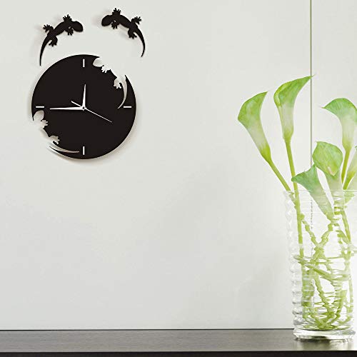 Relojes de pared Arte de pared abstracto Salamandra Gecko Lagarto Silueta Reptil Diseñado El barrido silencioso no significa nada de eso Molestar molesto Oficina Decoración para el hogar Regalo