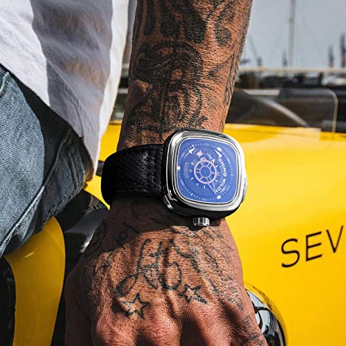 Relojes De Pulsera Reloj De Pulsera De Cuero Cuadrado Mecánico Automático Hueco para Hombre @ Copa Negra Superficie Negra